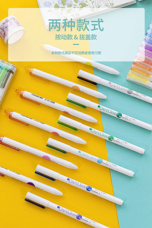 Metallic Outliners Set or Single Retractable Ink Pen 1.0mm | LEMON YELLOW or Complete SET