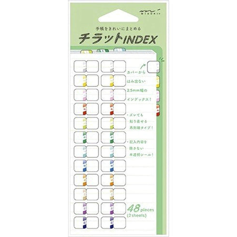MIDORI Chiratto Index Label Numbered VIVID Rainbow Colors Planner Index Tabs