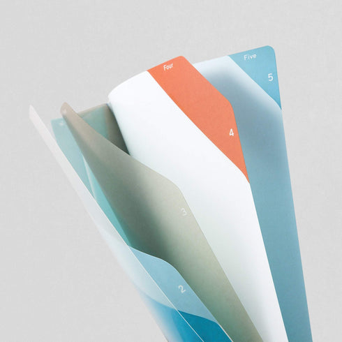 Midori MD A5 5 Pocket Clear Folder | Teal Diagonal Stripe