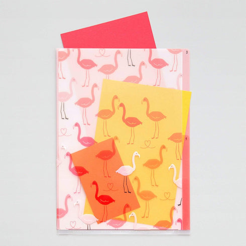 Midori MD A6 3 Pocket Clear Folder | Flamingo
