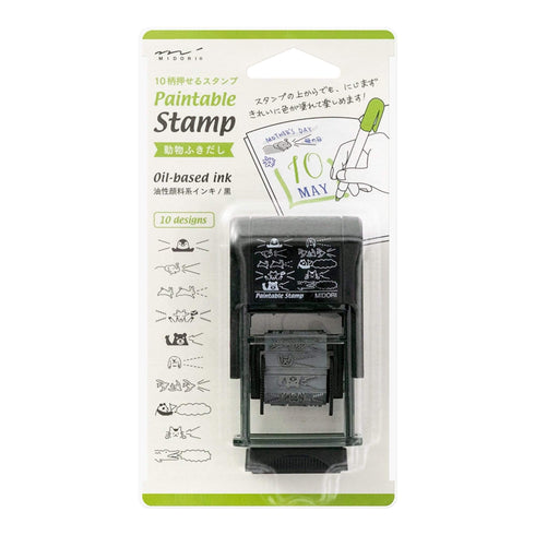MIDORI Paintable Stamp Re-Inkable Self-Inking Stamp | Animal Speech Bubbles