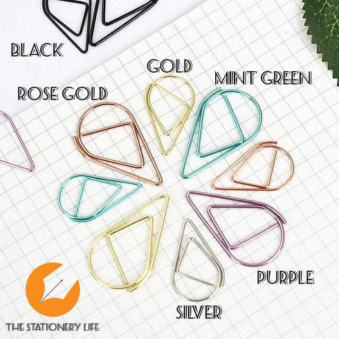 Mint Green Set Water Drop Tear Drop Teardrop Paper Clips - Three Sizes!