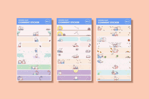 MOTEMOTE Gungbu Diary Kkyong X Bbyu Comment Stickers | Three Styles!| USA Located!