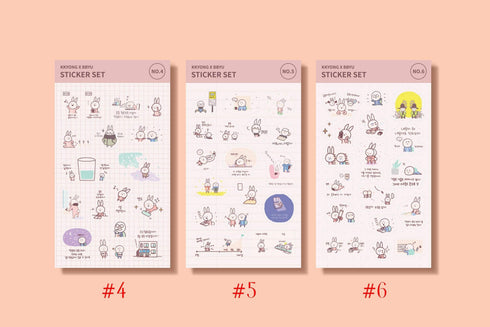 MOTEMOTE Gungbu Diary Kkyong X Bbyu Study Stickers | Six Styles!| USA Located!