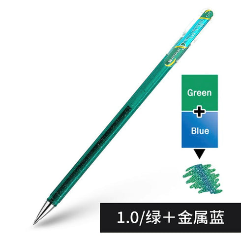 Pentel Hybrid Dual Metallic Gel Pen 1.0 mm Shimmering Ink | Green & Metallic Blue