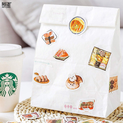 Premium Die-Cut Kawaii Stickers Food Sushi Chinese Take-out Takeaway Salad Wagashi Foodie Stickers