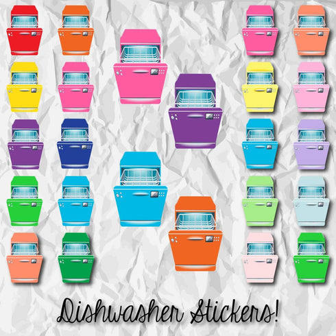 PRINTABLE & Cut File Silhouette Cut File BOLD Dishwasher Dish washer Tiny Planner Stickers Pastel or Bold jpg png pdf svg Files Included