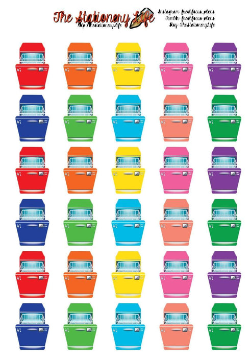 PRINTABLE & Cut File Silhouette Cut File BOLD Dishwasher Dish washer Tiny Planner Stickers Pastel or Bold jpg png pdf svg Files Included