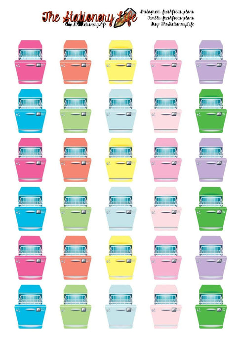 PRINTABLE & Cut File Silhouette Cut File BOLD Dishwasher Dish washer Tiny Planner Stickers Pastel or Bold jpg png pdf svg Files Included