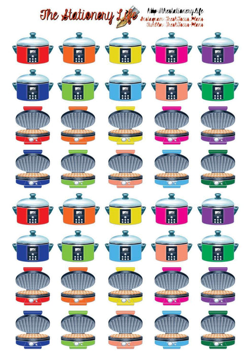 PRINTABLE & Cut File Silhouette Cut File Mini Slow Cooker Instant Pot and Waffle Iron Tiny Planner Stickers