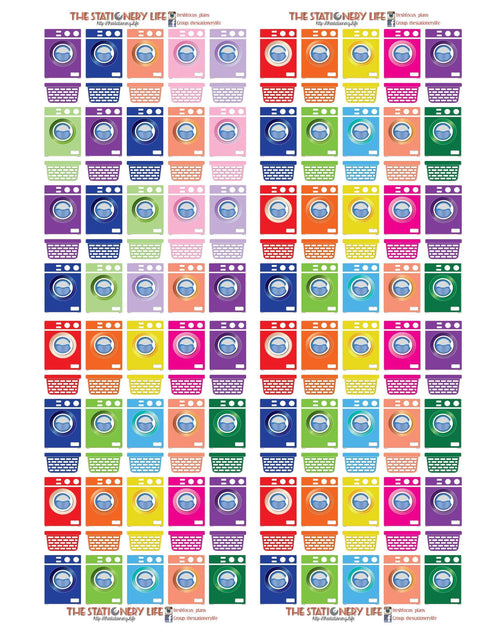 PRINTABLE & Cut File Silhouette Cut File Mini Washer and Laundry Clothes Baskets Washing Machine Tiny Planner Stickers