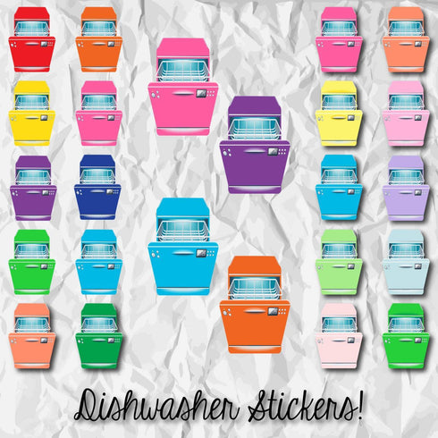 PRINTABLE & Cut File Silhouette Cut File PASTEL Dishwasher Dish washer Tiny Planner Stickers Pastel or Bold jpg png pdf svg Files Included