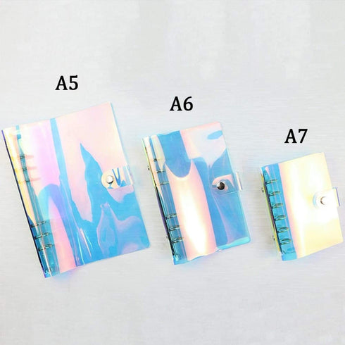 PVC Laser-Cut Hologram Holographic 6 Ring Rainbow Snap Closure Loose Leaf Binder | A5 25mm Rings