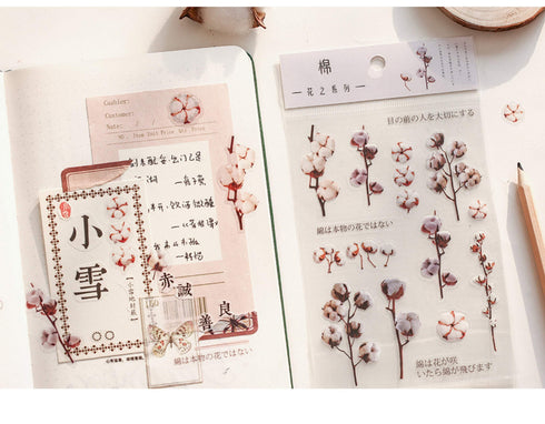 Realistic Flowers Blossoms PET Transparent Dainty Stickers | Cherry Blossom Sakura