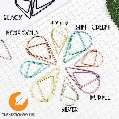Rose Gold Copper Set Water Drop Tear Drop Teardrop Paper Clips - Three Sizes!