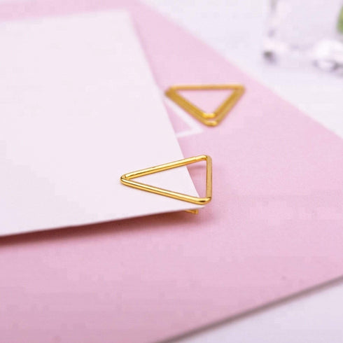 SET OF FIVE Unusual Gold Triangle Paper Clips | 20mm