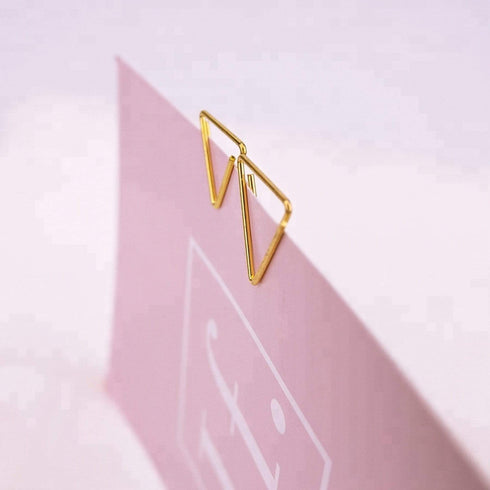 SET OF FIVE Unusual Gold Triangle Paper Clips | 20mm