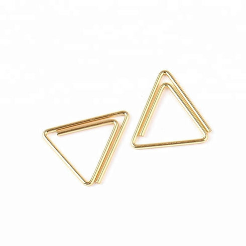 SET OF FIVE Unusual Gold Triangle Paper Clips | 20mm