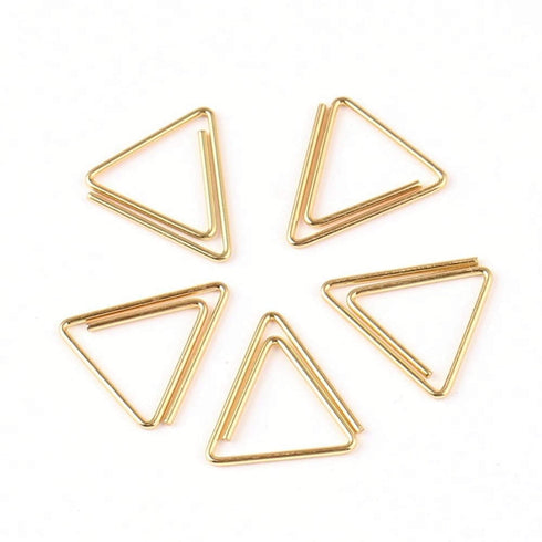 SET OF FIVE Unusual Gold Triangle Paper Clips | 20mm