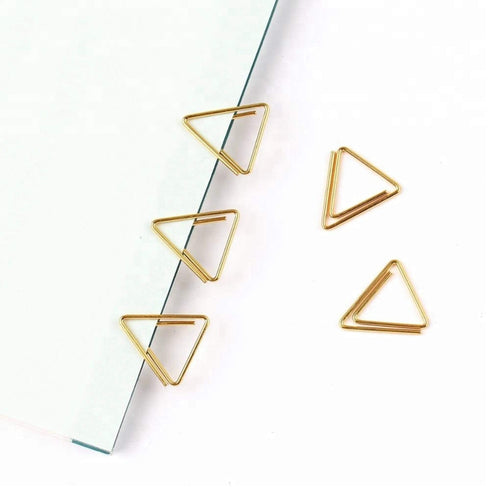SET OF FIVE Unusual Gold Triangle Paper Clips | 20mm