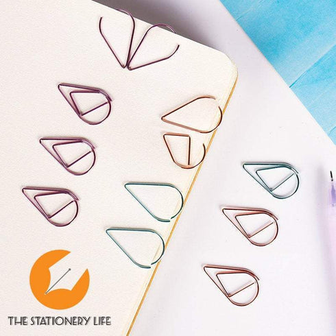 Silver Set Water Drop Tear Drop Teardrop Paper Clips - Three Sizes!
