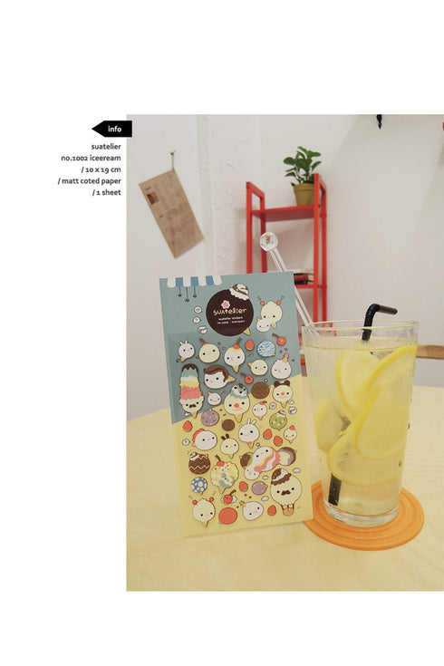 Suatelier Sonia PVC Transparent Stickers 1002 | Ice Cream Ice Cream Cone Kawaii Ice Cream
