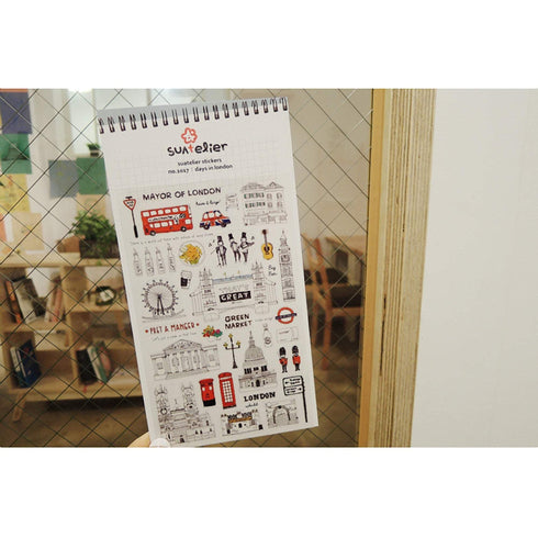 Suatelier Sonia PVC Transparent Stickers 1017 | Days in London Double Decker Bus Phone Union Jack
