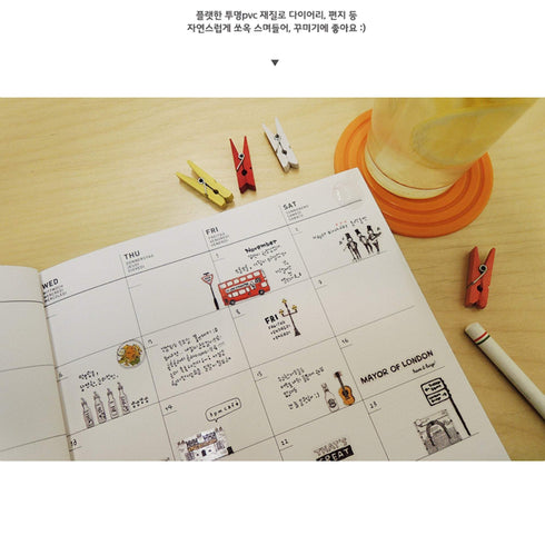 Suatelier Sonia PVC Transparent Stickers 1017 | Days in London Double Decker Bus Phone Union Jack