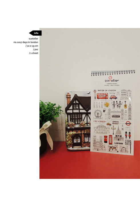 Suatelier Sonia PVC Transparent Stickers 1017 | Days in London Double Decker Bus Phone Union Jack