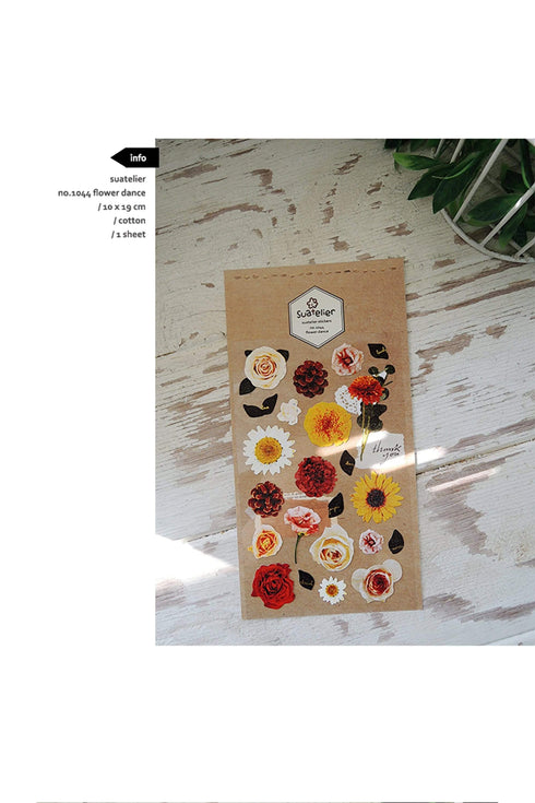 Suatelier Sonia PVC Transparent Stickers 1044 | Flower Dance Daisy Sticker Rose Sticker Sunflower