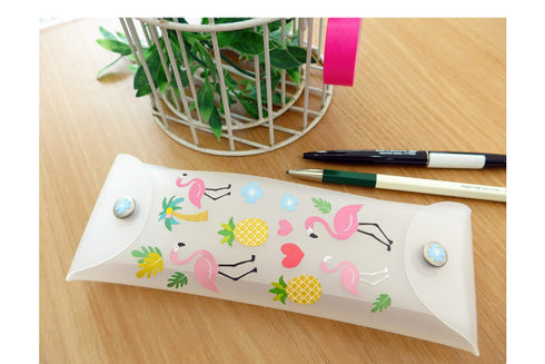 Suatelier Sonia PVC Transparent Stickers 2049 | Flamingo Pineapple Palm Trees