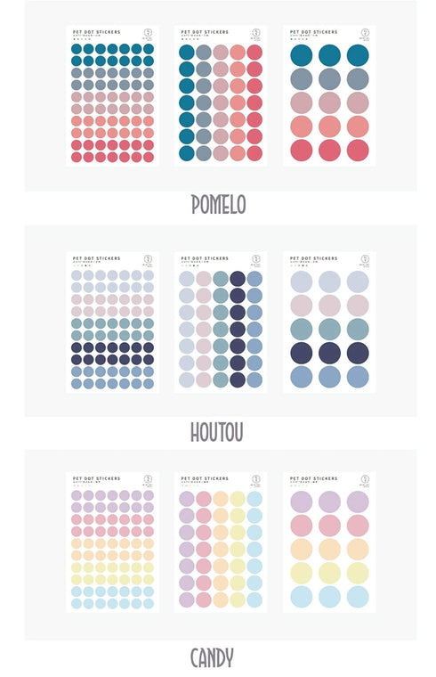 TRANSPARENT PET Pastel Dot Stickers Circle Stickers | Candy