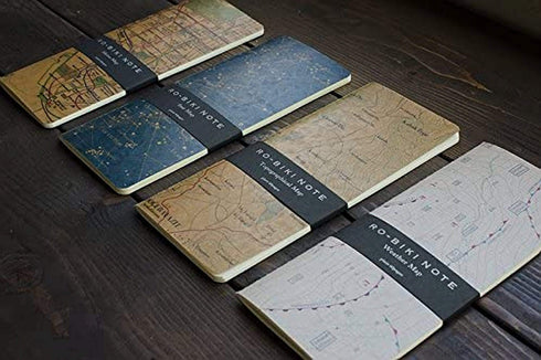 Yamamoto Ro-Biki Notebook 3.6" x 8.3" Blank Basic Chiffon Paper | Topographical Map