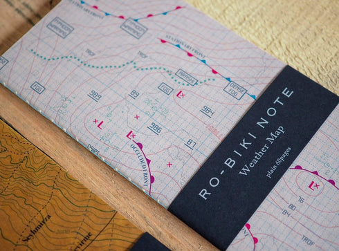 Yamamoto Ro-Biki Notebook 3.6" x 8.3" Blank Basic Chiffon Paper | Weather Map