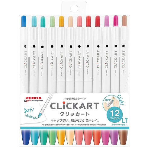 Zebra Clickart Knock Sign Pen 0.6 mm 12 Color Set NON-DRYING | LT Colors