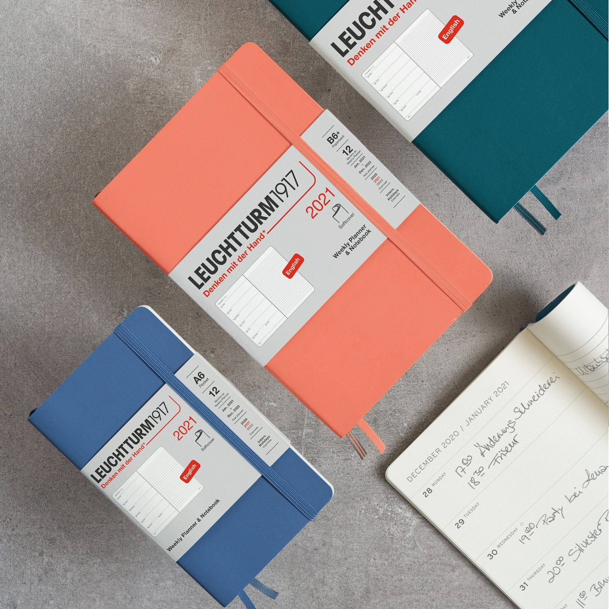 Leuchtturm1917 2021 BLACK Horizontal Pocket Weekly Planner & Notebook Softcover | A6