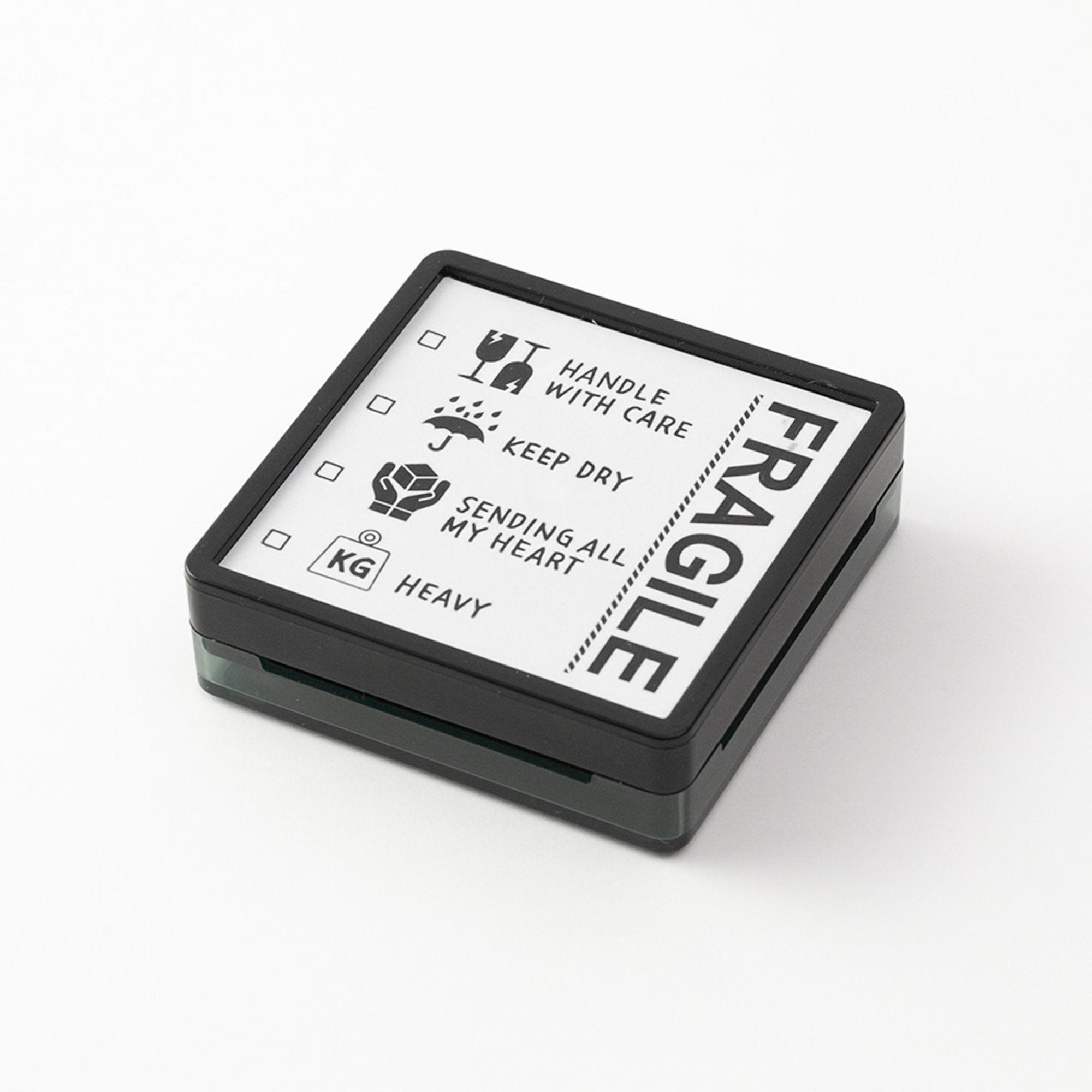 Midori Square Paintable Stamp Re-Inkable Self-Inking Stamp | FRAGILE Tan Package - The Stationery Life!
